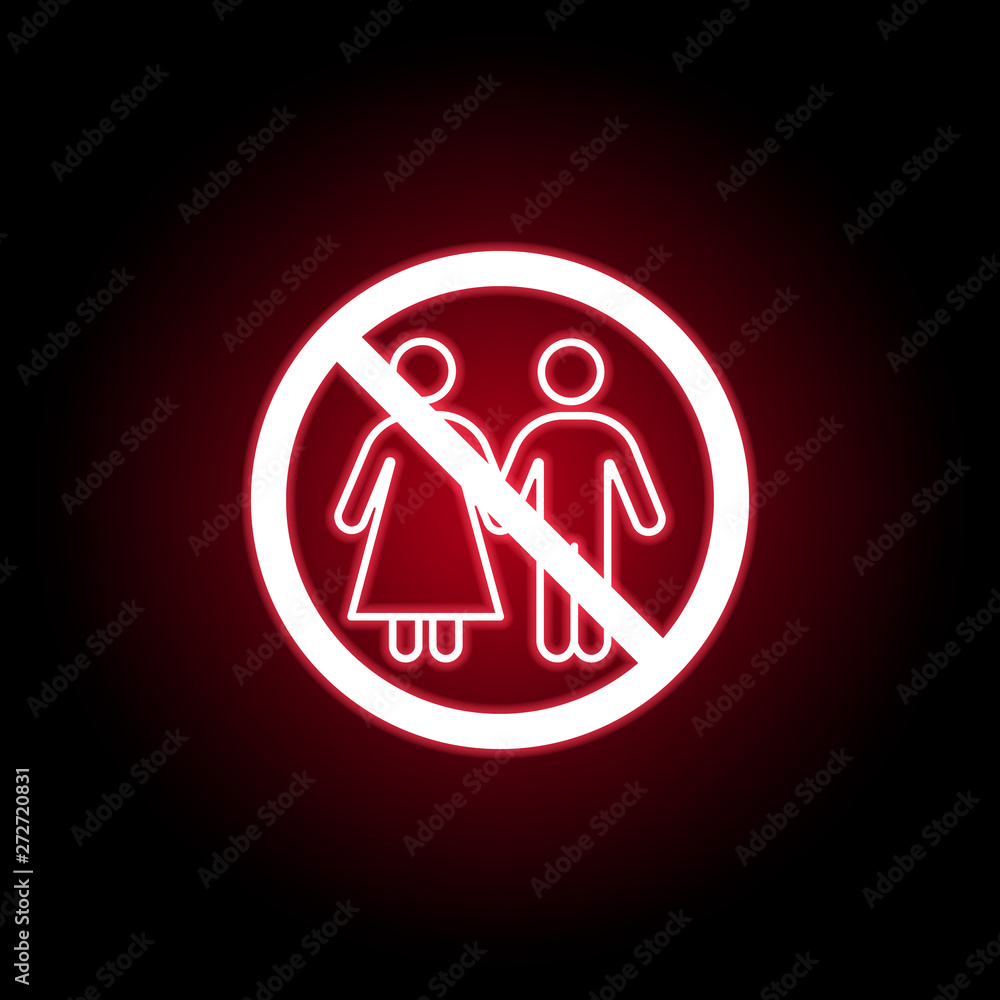 Forbidden couple icon in red neon style. Can be used for web, logo, mobile app, UI, UX Forbidden couple icon in red neon style. Can be used for web, logo, mobile app, UI, UX