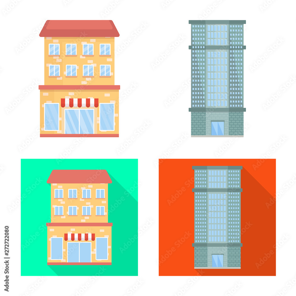 Vector illustration of municipal and center icon. Set of municipal and estate vector icon for stock. Vector illustration of municipal and center icon. Set of municipal and estate vector icon for stock.