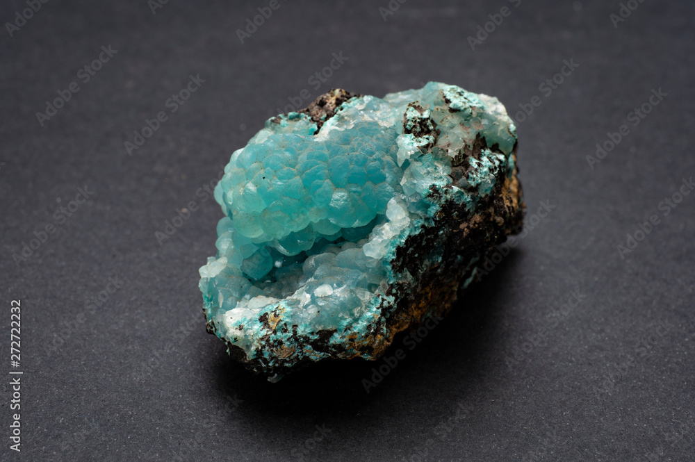 Piece of turquoise Smithsonite mineral from Kelly mines, Usa. A mineral ore of zinc and carbonate mineral, it crystallizes in the trigonal system. Piece of turquoise Smithsonite mineral from Kelly mines, Usa. A mineral ore of zinc and carbonate mineral, it crystallizes in the trigonal system.