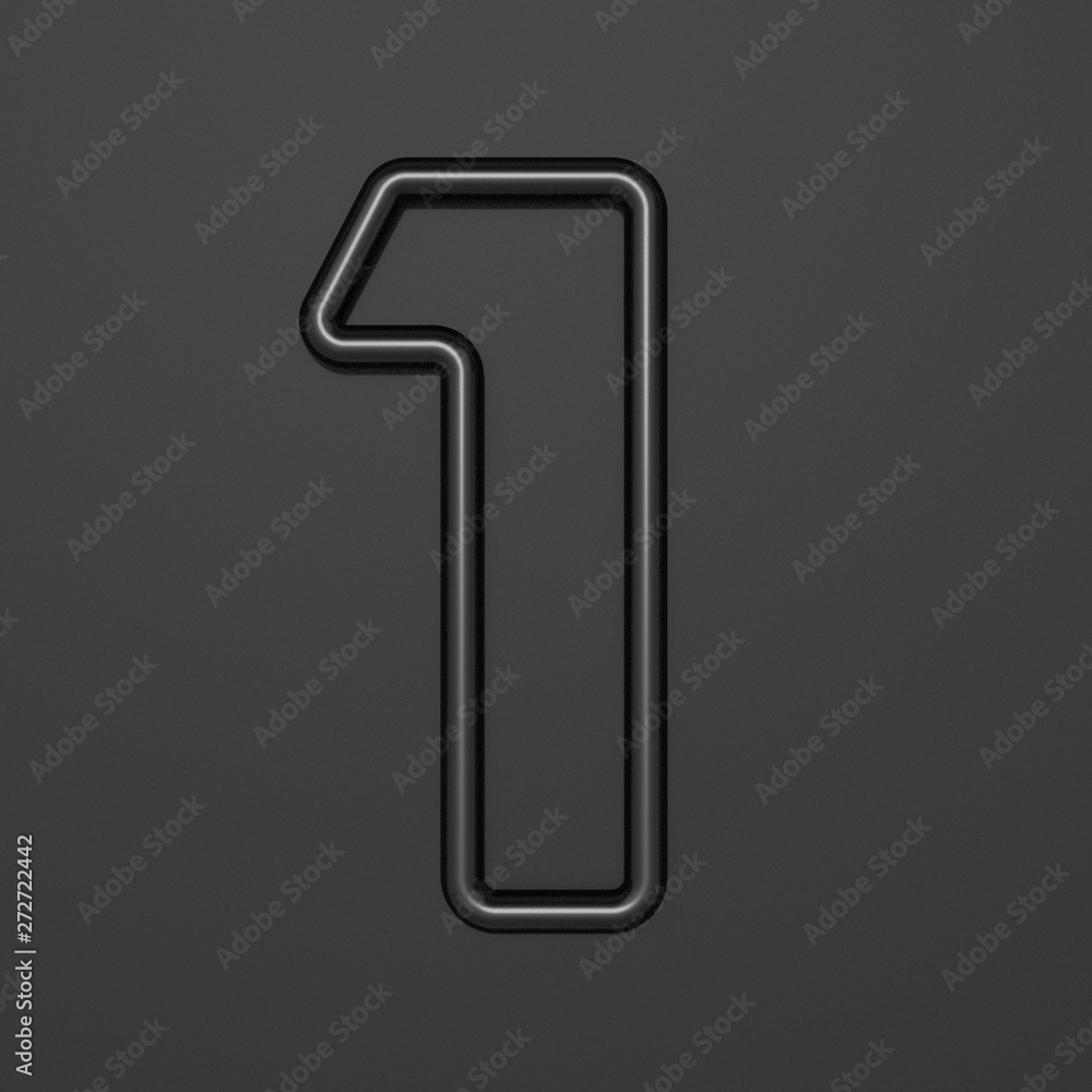 Black outline font Number 1 ONE 3D Black outline font Number 1 ONE 3D
