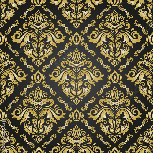 Orient classic black and golden pattern. Seamless abstract background with vintage elements. Orient background