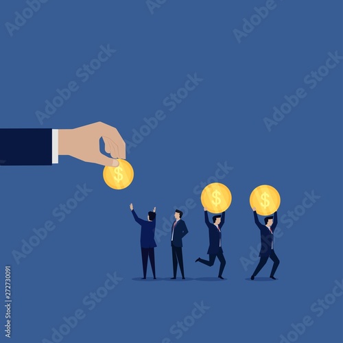 Business hand give free coins for charity.