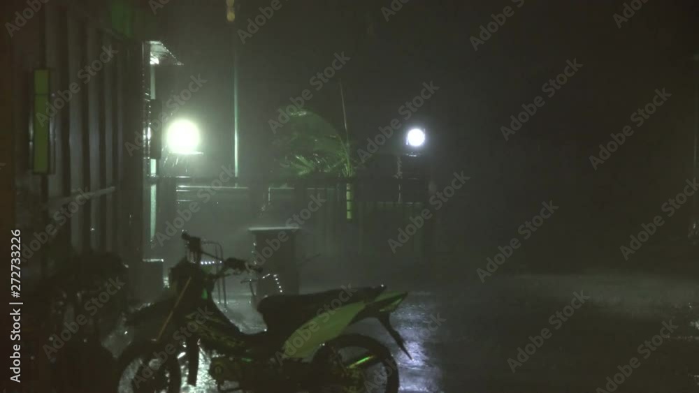 Tropical Storm Strong Wind And Rain Lash Building At Night - Haima Tropical Storm Strong Wind And Rain Lash Building At Night - Haima