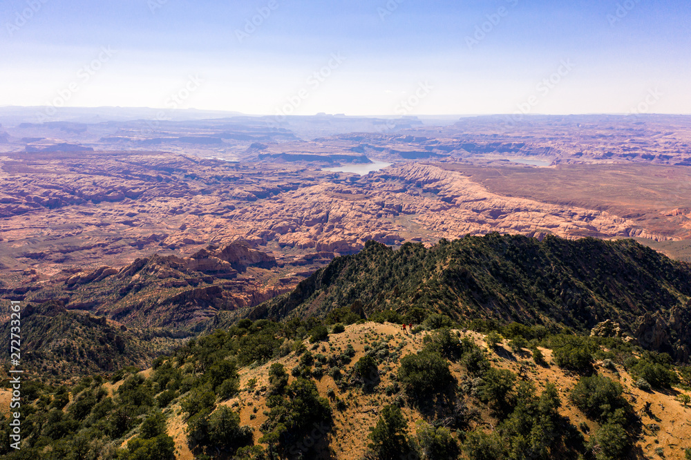 Naklejka premium Aerial drone photo - Beautiful Henry Mountains in the Utah desert. Lake Powell in the distance. 