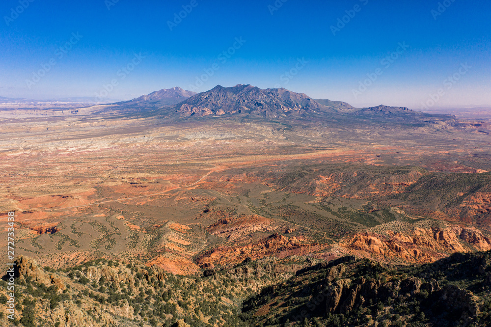 Aerial drone panorama - Beautiful Henry Mountains in the Utah desert.  