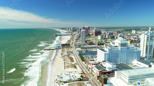 AERIAL VIEW OF ATLANTIC CITY BOARDWALK AND STEEL PIER. NEW JERSEY. USA. photo