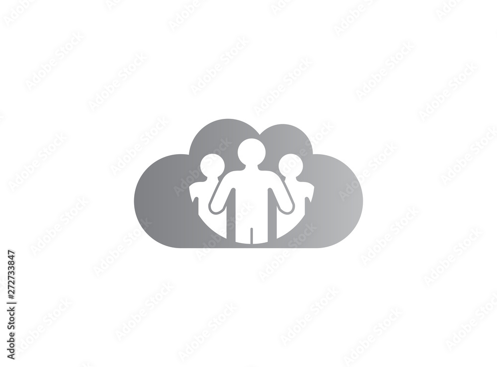 People and family for logo Design illustration, team and group in a cloud shape icon People and family for logo Design illustration, team and group in a cloud shape icon