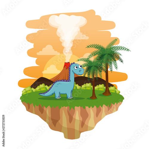 cute diplodocus in the landscape scene