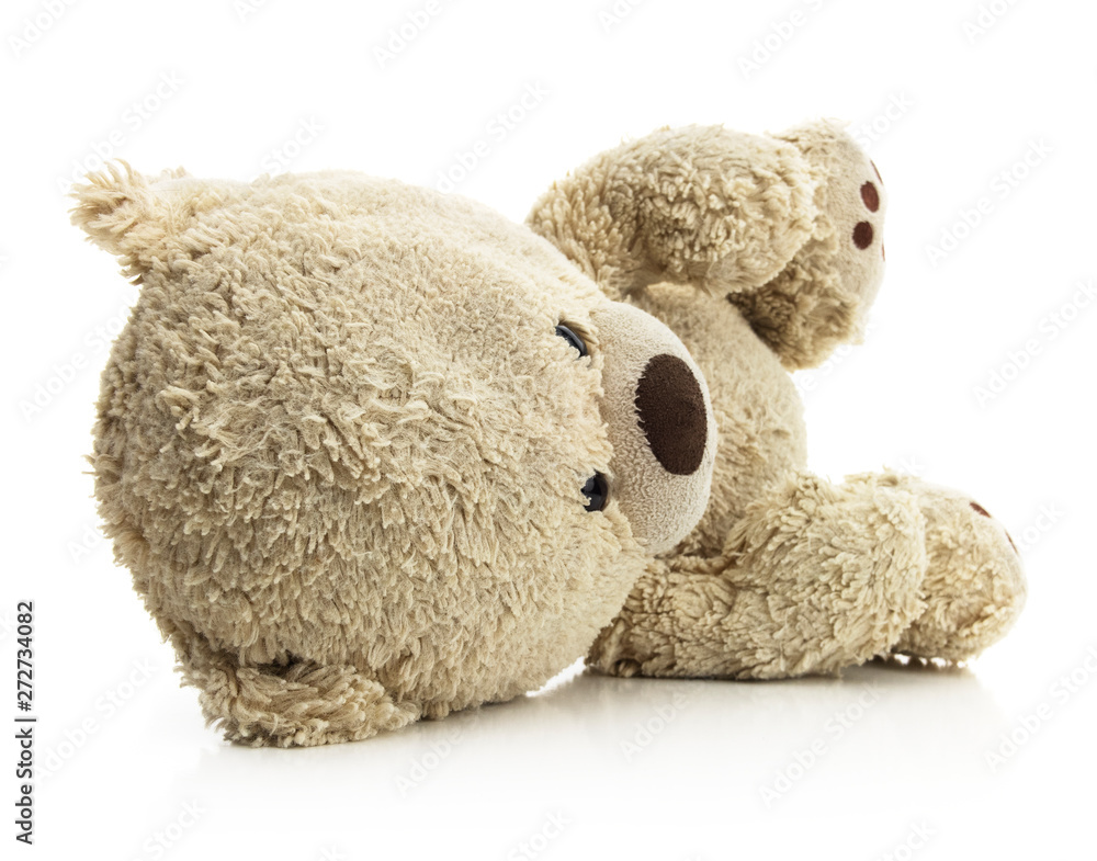Isolated Teddy Bear Laying on Side Isolated Teddy Bear Laying on Side
