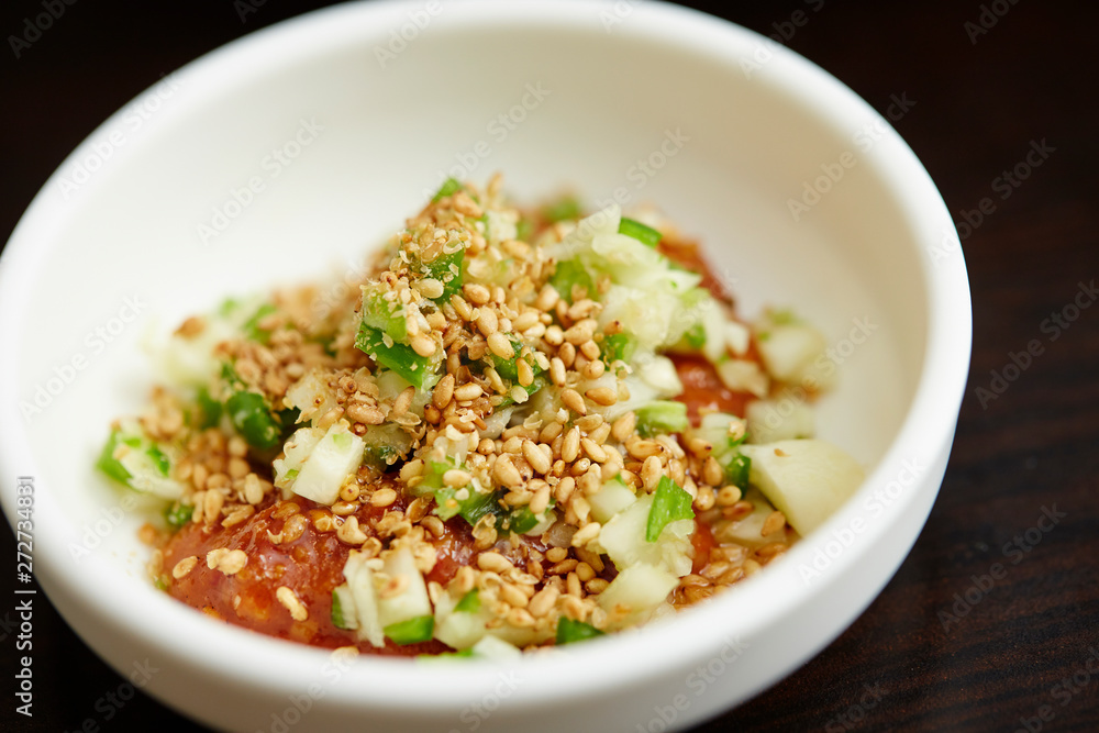 Korean chili paste sauce with sesame and spring onion