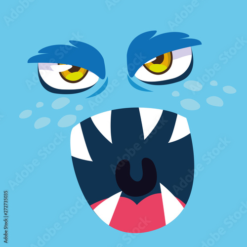 Fototapeta Naklejka Na Ścianę i Meble -  Blue monster cartoon design icon vector ilustration