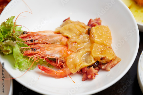 Korean fresh raw sea squirt and shrimp 