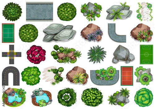 Set of garden element