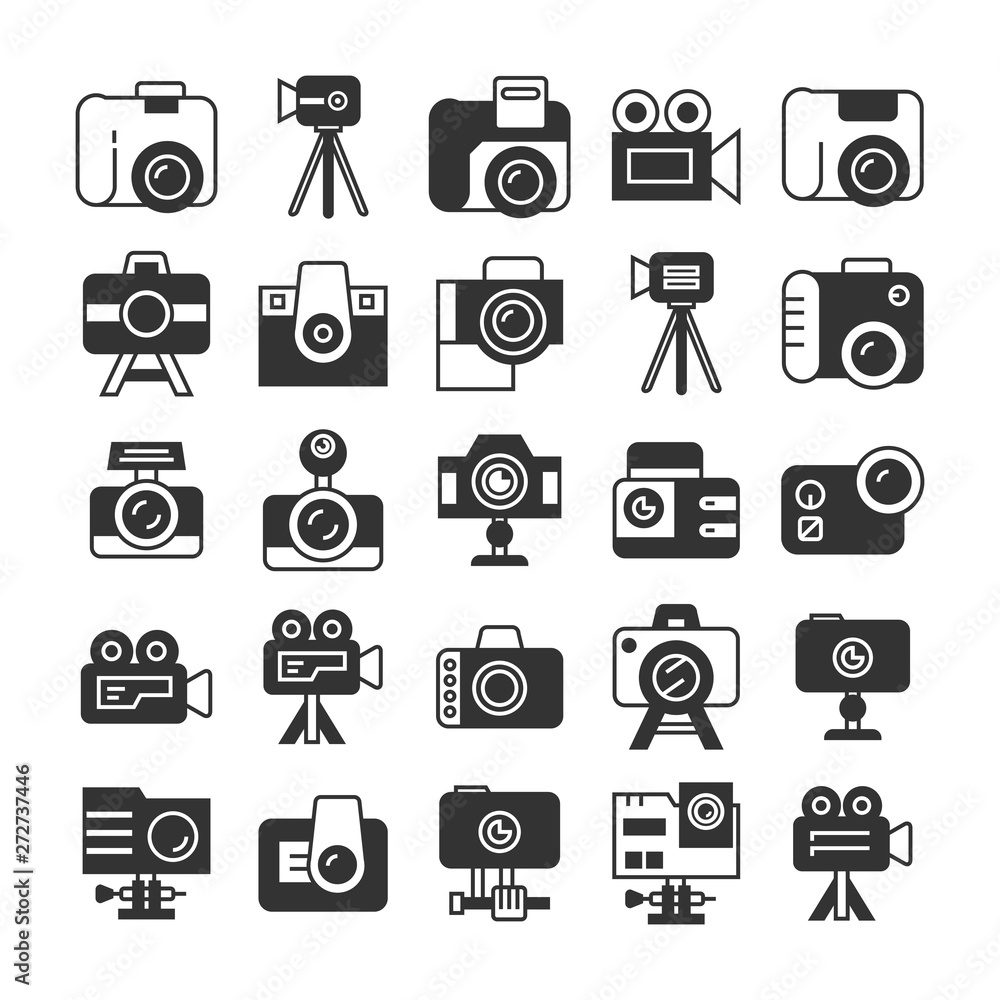 camera and video recorder icons set camera and video recorder icons set