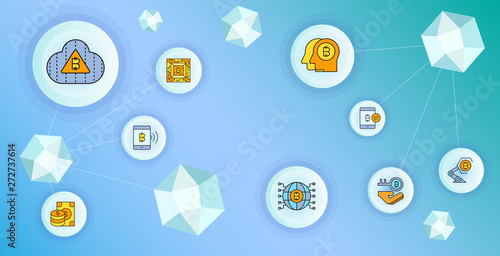 cryptocurrency and blockchain technology concept diagram vector