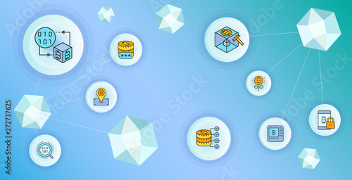 cryptocurrency and blockchain technology concept diagram vector