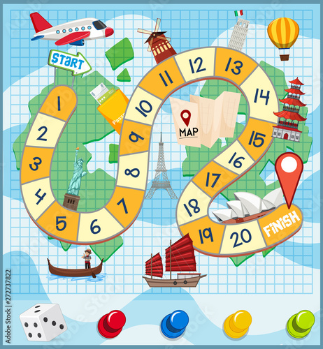 A world travel boardgame template