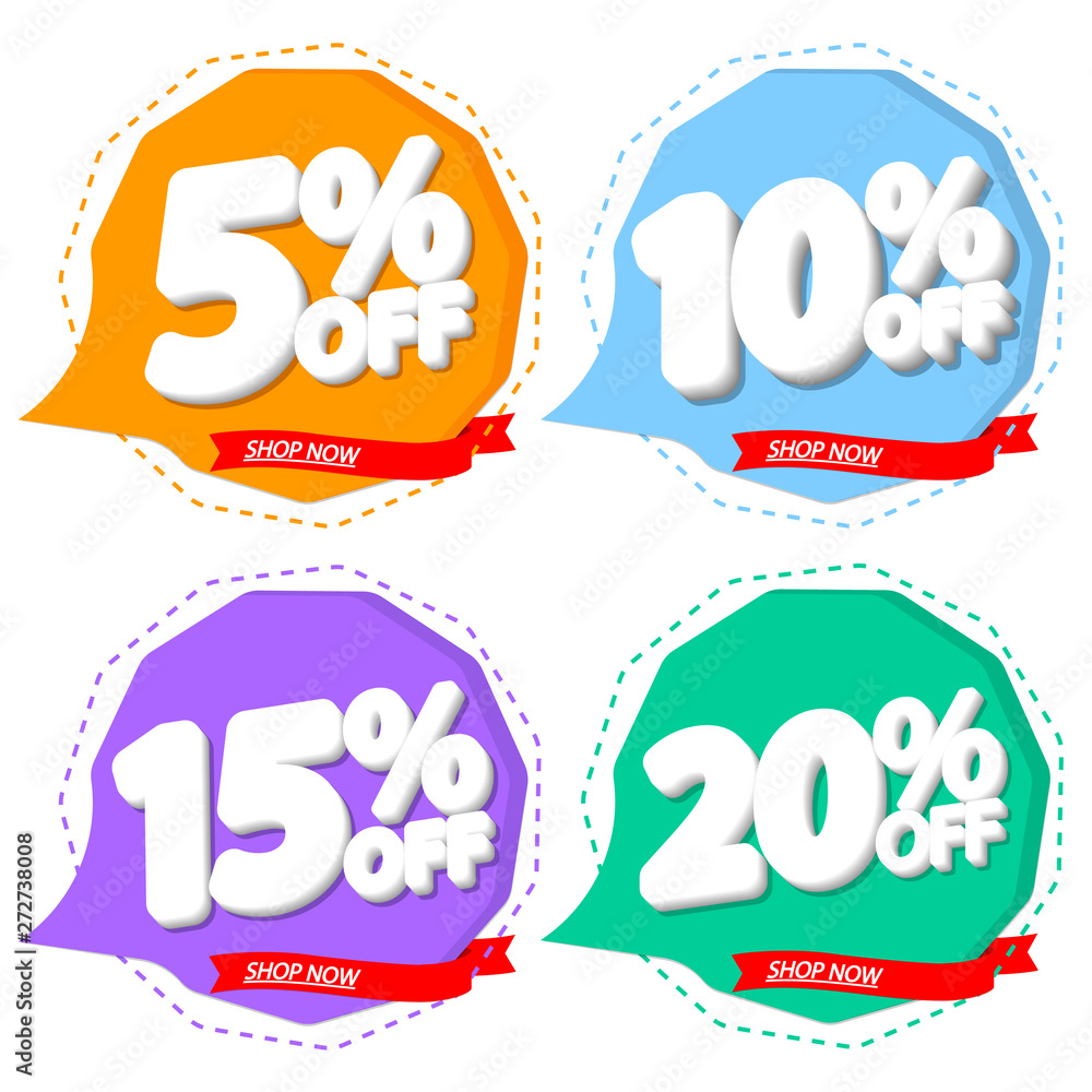 Set Sale speech bubble banners design template, discount tags, app icons, vector illustration