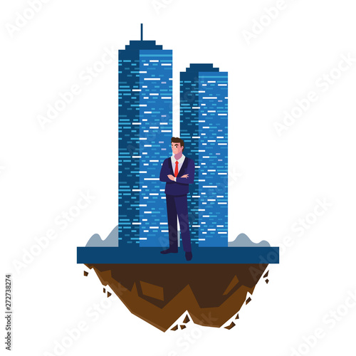 elegant businessman with building character