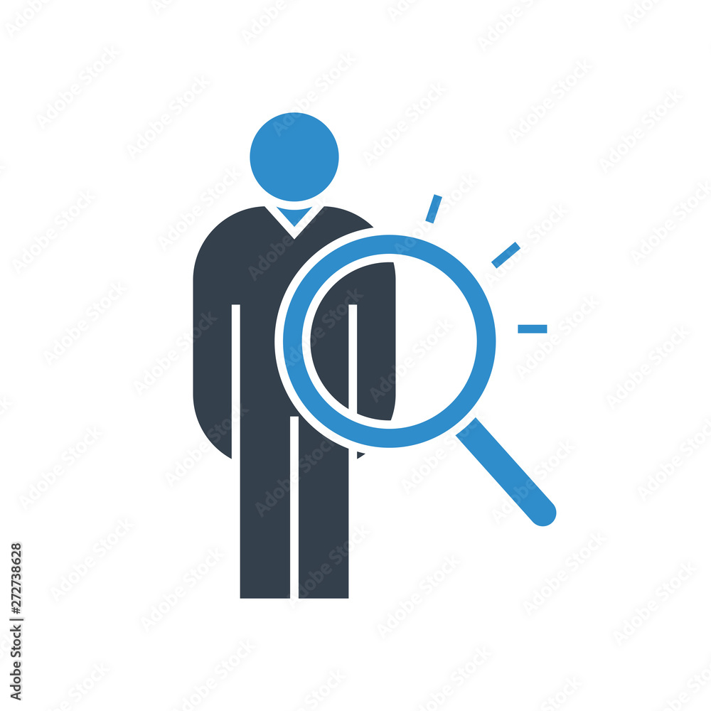people and magnifier glass icon for human recruitment concept people and magnifier glass icon for human recruitment concept