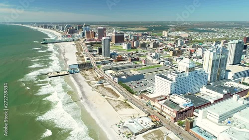 AERIAL VIEW OF ATLANTIC CITY BOARDWALK AND STEEL PIER. NEW JERSEY. USA. photo