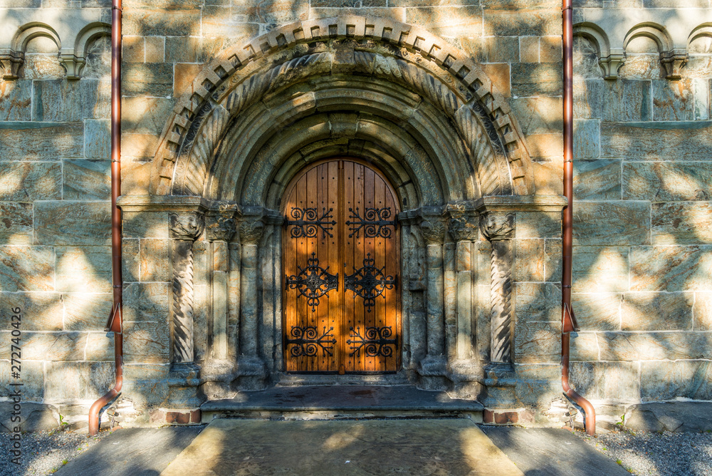 The Backgrounds of vintage door and shading from the tree. Gothic Style