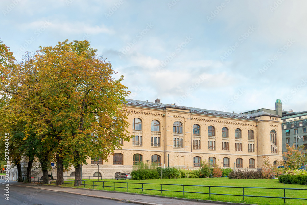 Obraz premium Beautiful blue sky in summer morning at Museum of Cultural History, Oslo, Norway