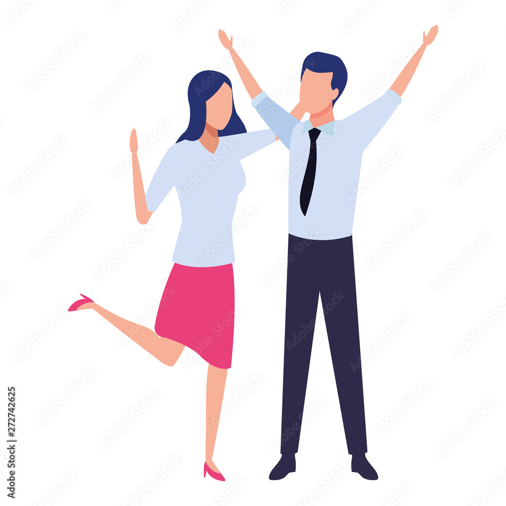 Business partners successful avatar faceless cartoon Business partners successful avatar faceless cartoon