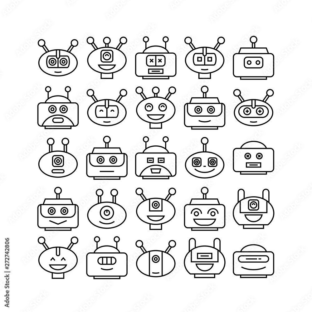robot head avatar icons robot head avatar icons