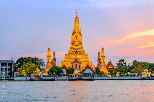 Wat Arun Temple at sunset in bangkok Thailand.