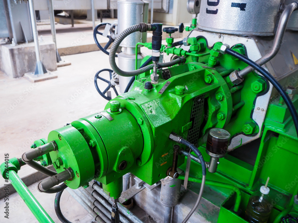 Obraz premium Pump and motor which popular to install with pipe in industrial such chemical, power plant, oil and gas.