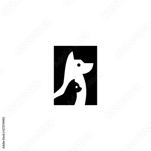 dog cat pet logo vector icon illustration negative space style
