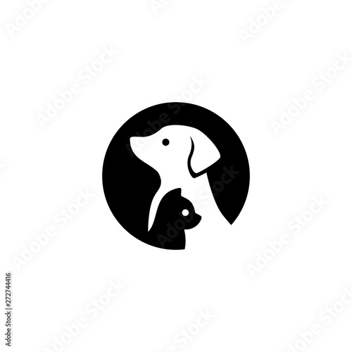 dog cat pet logo vector icon illustration negative space style