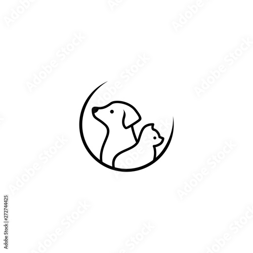 dog cat pet logo vector icon illustration negative space style