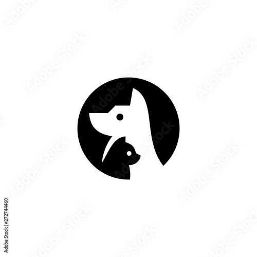 dog cat pet logo vector icon illustration negative space style