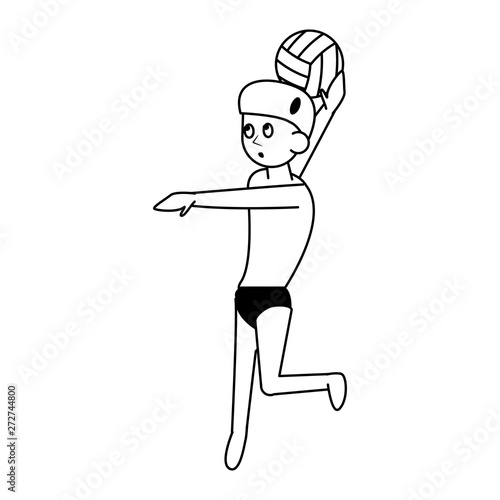 Waterpolo extreme sport cartoon in black and white