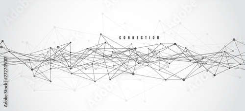 Abstract connecting dots and lines with geometric background. Modern technology connection science, Polygonal structure background. Vector illustration