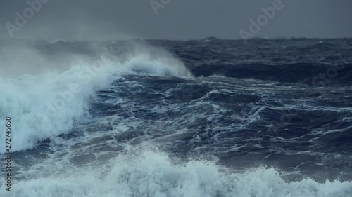 Wild weather dark stormy sea waves global warming and climate change