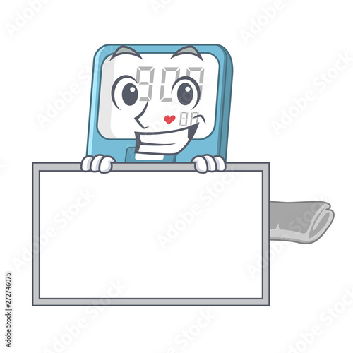 Grinning with board blood pressure isolated with the character