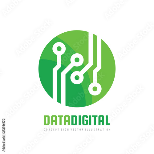 Data digital vector logo design. Electronic technology concept sign.