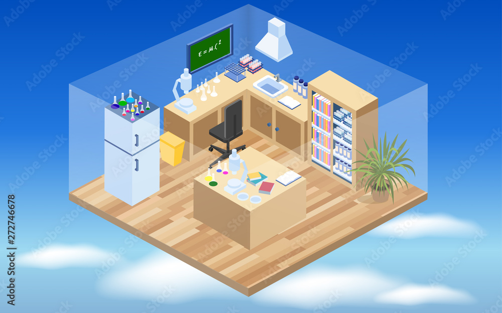 Chemistry lab isometric on the sky Chemistry lab isometric on the sky