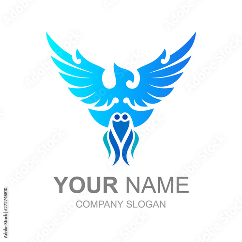 phoenix bird logo is flying with modern look, logo ready to use