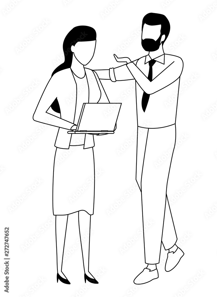 Business partners with documents in black and white Business partners with documents in black and white
