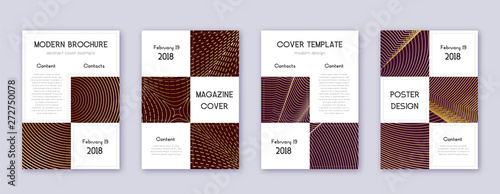 Business brochure design template set. Gold abstra