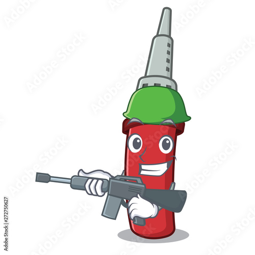 Army solderin iron in cartoon mechanical box