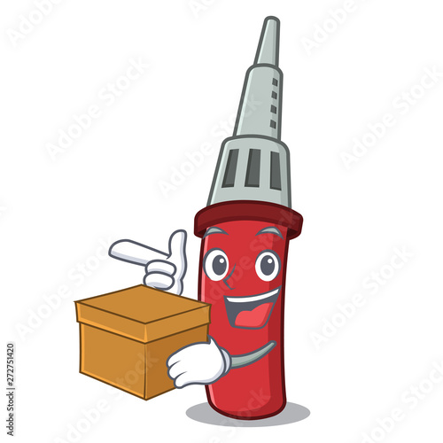 With box soldering iron isolated with the mascot