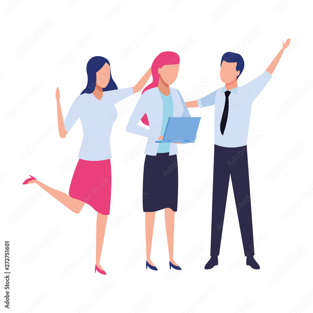Business coworkers with office supplies Business coworkers with office supplies