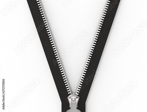 3d rendering of a zipper isolated on white studio background