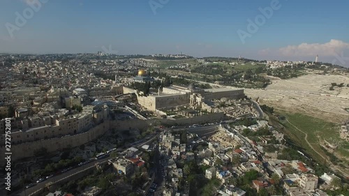 Aerial of Wailing Wall, Temple Mount and Old City Jerusalem. DJI-0682-06
