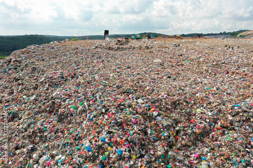 Plastic pollution crisis. Huge landfill garbage dump in Malaysia